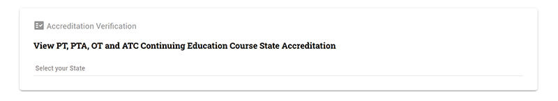description of accreditation pulldown menu on each online course page